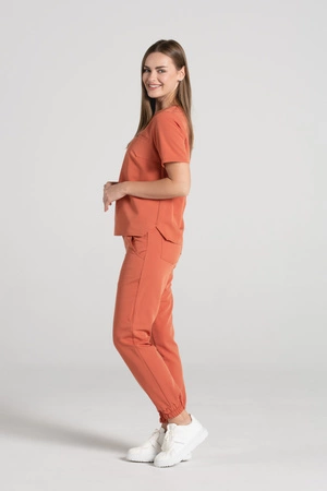 Krótka bluza medyczna damska Florence - Pumpkin spice - KangooSoft Premium