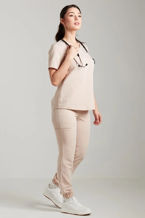 Spodnie medyczne joggery damskie - Merit - Caffe Latte