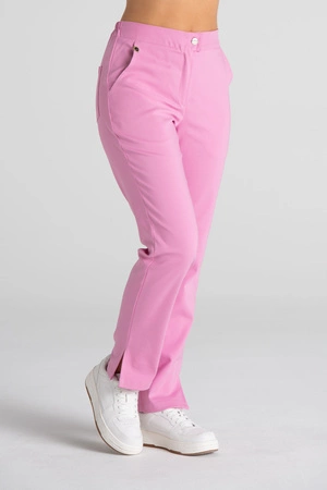 Eleganckie spodnie medyczne damskie z rozcięciem - Esther - Flamingo pink - Kangoomed by Emily