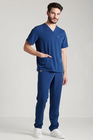 Spodnie medyczne proste męskie - Sokrates - Dark denim