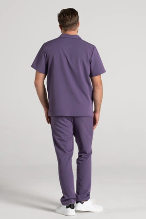 Bluza medyczna męska typu polo - Hipokrates - Midnight purple - KangooSoft Premium