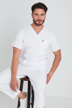 Bluza medyczna męska - Sokrates - Pearl white - KangooNature