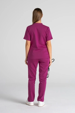 Elegancka bluza medyczna damska ze stójką May - Deep fuchsia - Kangoomed by Emily