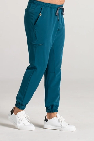Spodnie medyczne joggery męskie - Sokrates - Mermaid blue - KangooSoft Premium