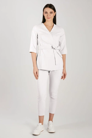 Tunika medyczna damska - rękaw 3/4 - KangooNature - Pearl white