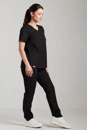 Spodnie medyczne proste damskie - Merit - Onyx black