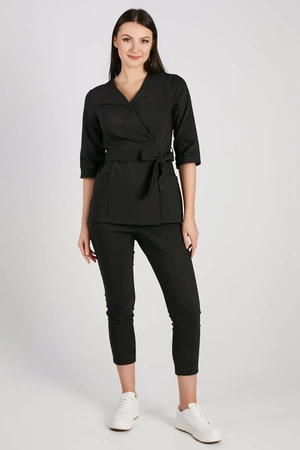 Tunika medyczna damska - rękaw 3/4 - KangooNature - Jet black