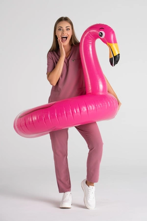 Spodnie medyczne proste damskie - Merit - Dusty pink - KangooSoft Premium