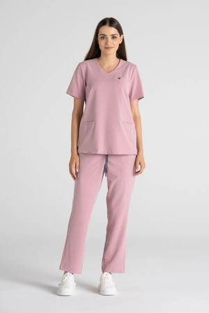 Spodnie medyczne proste damskie - Merit - Blush pink - KangooSoft Premium