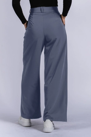 Spodnie medyczne damskie z szeroką nogawką - Lucy - Pacific blue - KangooSoft Premium