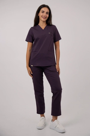 Bluza medyczna damska - Virginia - Dark plum - KangooNature