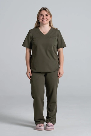 Spodnie medyczne proste damskie - Merit - Tuscan moss - KangooSoft Premium