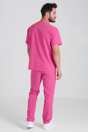 Spodnie medyczne proste męskie - Sokrates - Hot pink