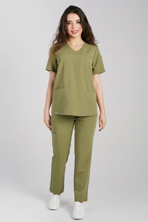 Spodnie medyczne proste damskie - Merit - Khaki