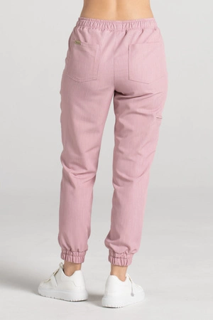 Spodnie medyczne joggery damskie - Merit - Pink melange - KangooSoft Premium