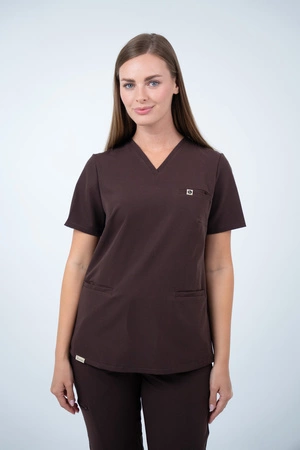 Bluza medyczna damska Virginia - Chocolate chip - KangooSoft Premium