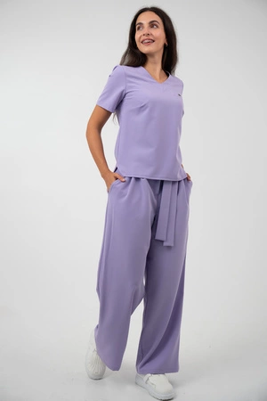 Krótka bluza medyczna damska Florence - Lilac dream - KangooSoft