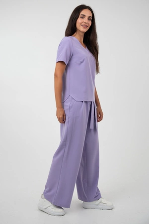 Krótka bluza medyczna damska Florence - Lilac dream - KangooSoft