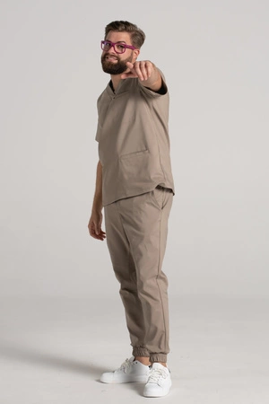 Spodnie medyczne joggery męskie - Sokrates - Taupe - KangooNature