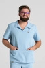 Bluza medyczna męska typu polo - Hipokrates - Baby blue - KangooSoft Premium