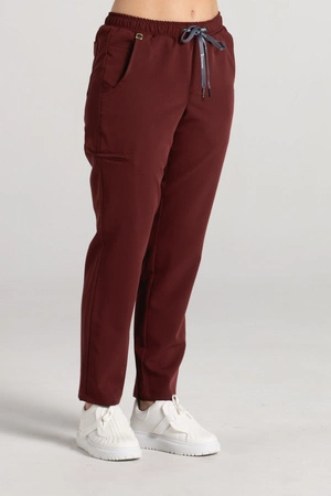 Spodnie medyczne proste damskie - Merit- Sangria