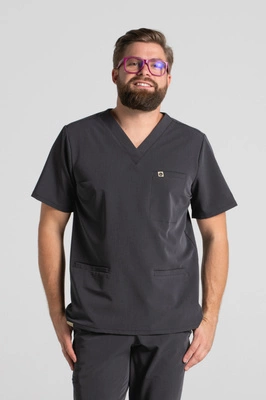 Bluza medyczna męska - Sokrates - Grey melange - KangooSoft Premium