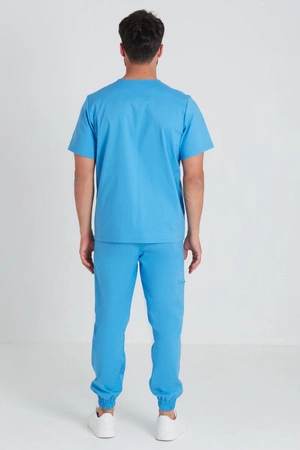 Spodnie medyczne joggery męskie - Sokrates - Azure blue - KangooNature