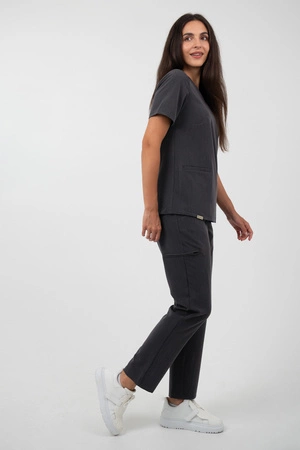 Bluza medyczna damska Virginia - Grey melange - KangooSoft Premium