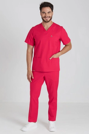 Spodnie medyczne proste męskie - Sokrates - Bold red - KangooNature