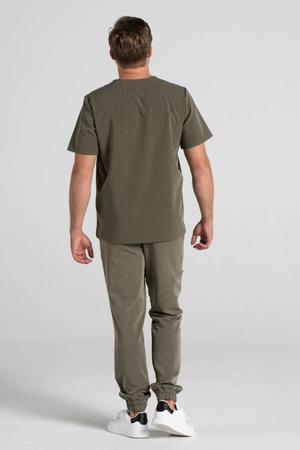 Bluza medyczna męska - Sokrates - Olive melange - KangooSoft Premium