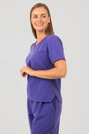Krótka bluza medyczna damska Florence - Atomic berry - KangooSoft