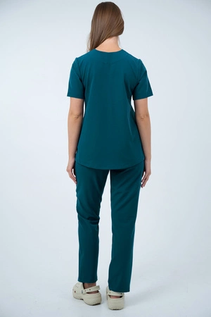 Bluza medyczna damska Virginia - Mermaid blue - KangooSoft Premium