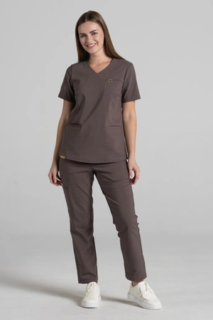 Spodnie medyczne proste damskie - Merit - Walnut brown - KangooNature