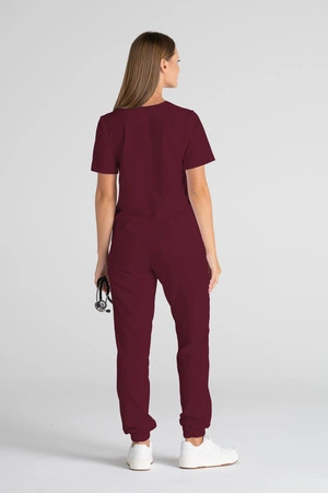 Krótka bluza medyczna damska Florence - Cranberry - KangooSoft Premium