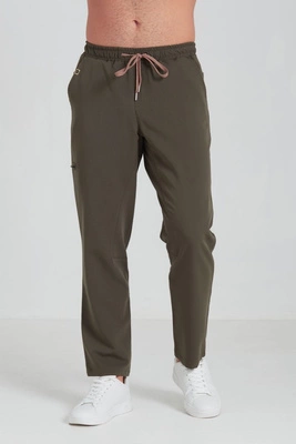 Spodnie medyczne proste męskie - Sokrates - Dark olive