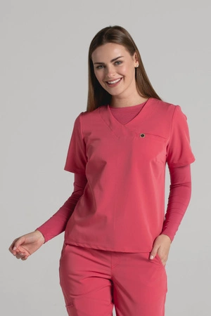 Longsleeve medyczny damski - Crazy pink - Bamboo collection