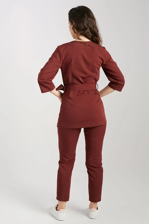 Spodnie medyczne przylegające damskie - Sangria