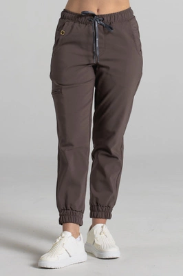 Spodnie medyczne joggery damskie - Merit - Walnut brown - KangooNature