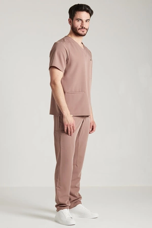 Spodnie medyczne proste męskie - Sokrates - Mocha