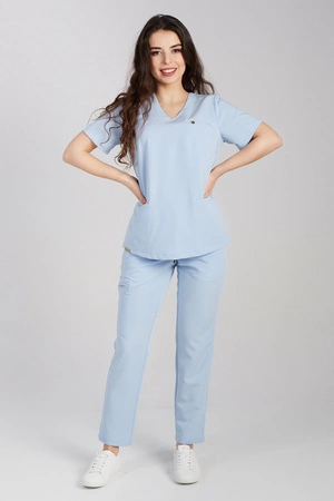 Spodnie medyczne proste damskie - Merit - Celestial blue