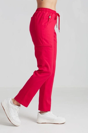 Spodnie medyczne proste damskie - Merit - Bold red - KangooNature