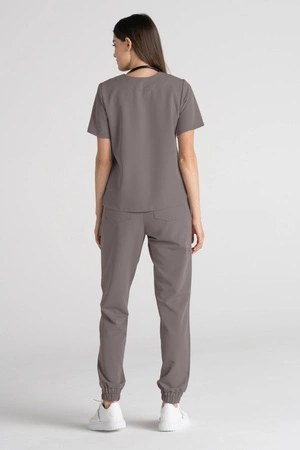 Krótka bluza medyczna damska Florence - Cocoa brown - KangooSoft