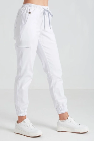 Spodnie medyczne joggery damskie - Merit - Pearl white - KangooNature