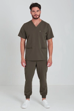 Spodnie medyczne joggery męskie - Sokrates - Dark olive