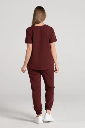 Spodnie medyczne joggery damskie - Merit - Sangria