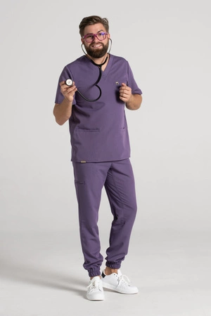 Spodnie medyczne joggery męskie - Sokrates - Midnight purple - KangooSoft Premium