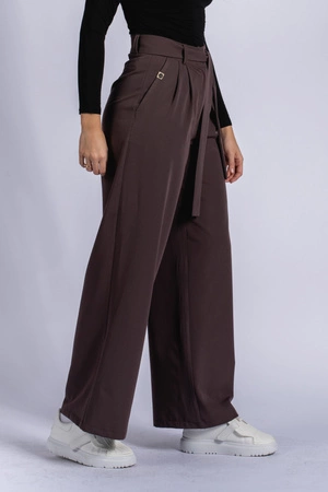 Spodnie medyczne damskie z szeroką nogawką - Lucy - Chocolate chip - KangooSoft Premium