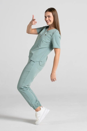 Krótka bluza medyczna damska Florence - Wild sage - KangooSoft Premium