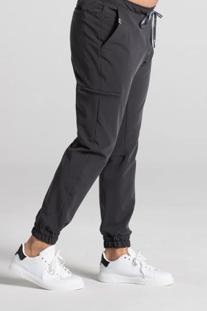 Spodnie medyczne joggery męskie - Sokrates - Grey melange - KangooSoft Premium