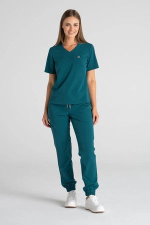 Krótka bluza medyczna damska Florence - Mermaid blue - KangooSoft Premium